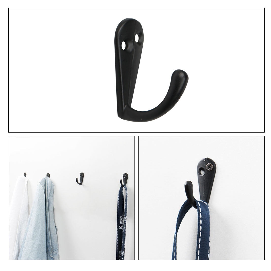 Unique Bargains 4pcs Robe Hook Metal Vintage Design Wall-mounted Hooks for Towel and Keys
