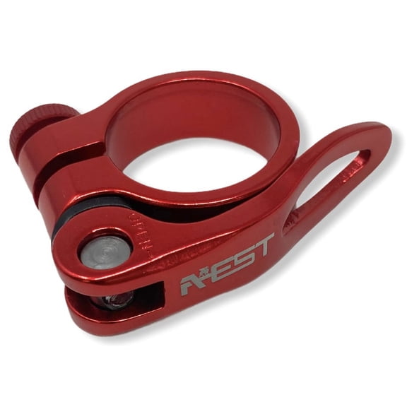 AEST Aluminum Bike Seatpost Saddle Clamp With Quick Release Lever in 31.8mm/34.9mm (31.8mm, Red)
