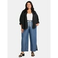 thumbnail image 2 of JMS Just My Size by Hanes Women's Plus Chambray Split Hem Pants, 28” Inseam, Sizes 0X-4X, 2 of 5