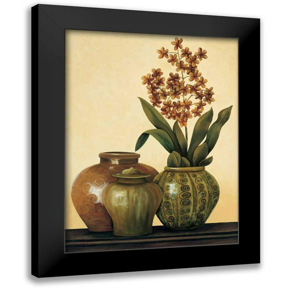 Brighton, Grace 11x14 Black Modern Framed Museum Art Print Titled - Still Life with Red Flowers