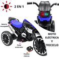 thumbnail image 2 of Moto Montable Eléctrica para Niños Triciclo Híbrido con Luces y Sonido Recargable 6v Soporta hasta 30 kg - Azul, 2 of 8