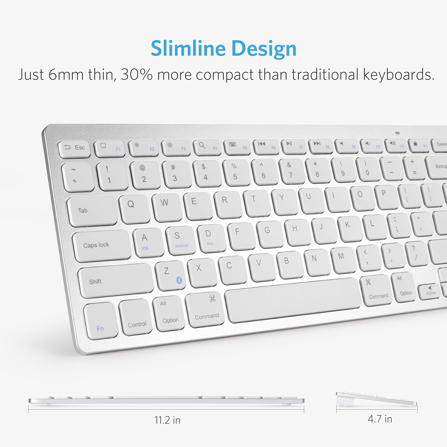 knap peregrination sprede Anker Ultra Compact Slim Profile Wireless Bluetooth Keyboard for iOS,  Android, Windows and Mac - Walmart.com