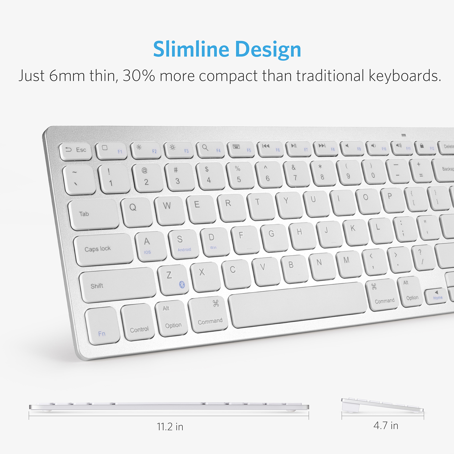 Anker Ultra Compact Slim Profile Wireless Bluetooth Keyboard for iOS, Android, Windows and Mac - image 2 of 6