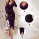thumbnail image 3 of Vestido largo ajustado para mujer, escote en V, manga larga, vestido de cóctel sexy, 3 of 5