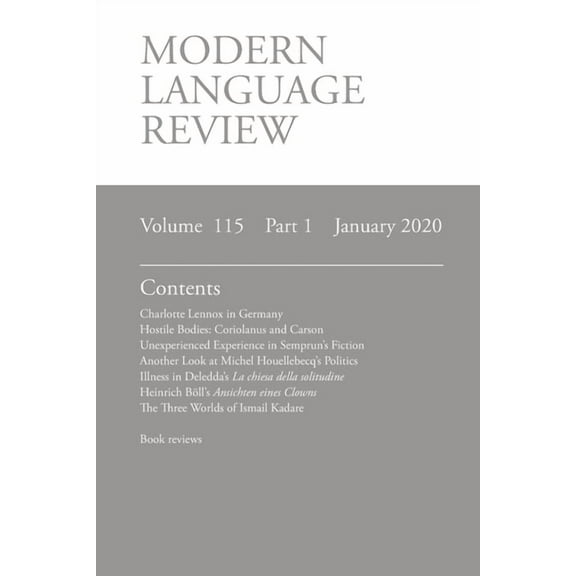 Modern Language Review (115: 1) January 2020 (Paperback)