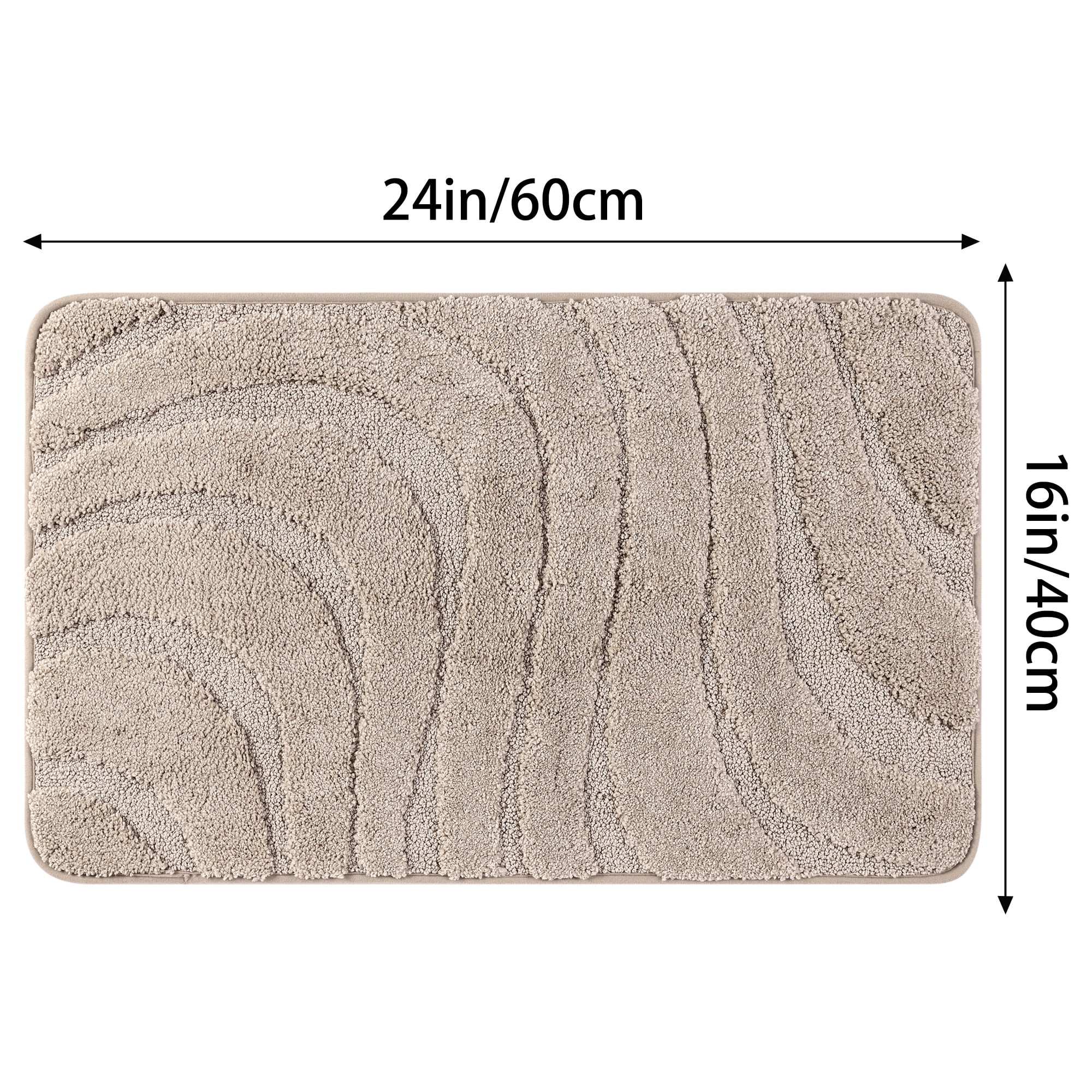 Unique Bargains 2 Pcs Geometry Absorbent Bathroom Rug Light Gray/Khaki 16" x 24"