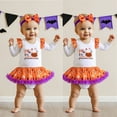 thumbnail image 3 of WIBACKER My 1st Halloween Infant Baby Girl Ruffled Sleeve Romper Dress, Newborn Pumpkin Onesie Bodysuit Dresses with Bow Headband, 3 of 8
