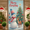 thumbnail image 6 of Decorative Design Merry Christmas Banner Festive Decoration Snowman Scene Christmas Tree Snowflakes for Holiday Party Indoor Celebration Winter Decor, 6 of 9