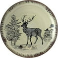 thumbnail image 4 of Round Stoneware Cabin Dinnerware Dish Set, 16 Piece, Elk Design with Warm Taupe and Brown Accents, 4 of 6