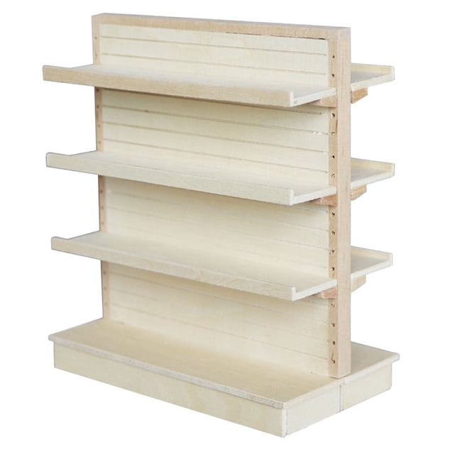 Estantes de supermercado para niños, tienda de comestibles, juego de simulación, paquete de 3, modelo de sala de juguetes, estantería de madera para casa de muñecas de madera