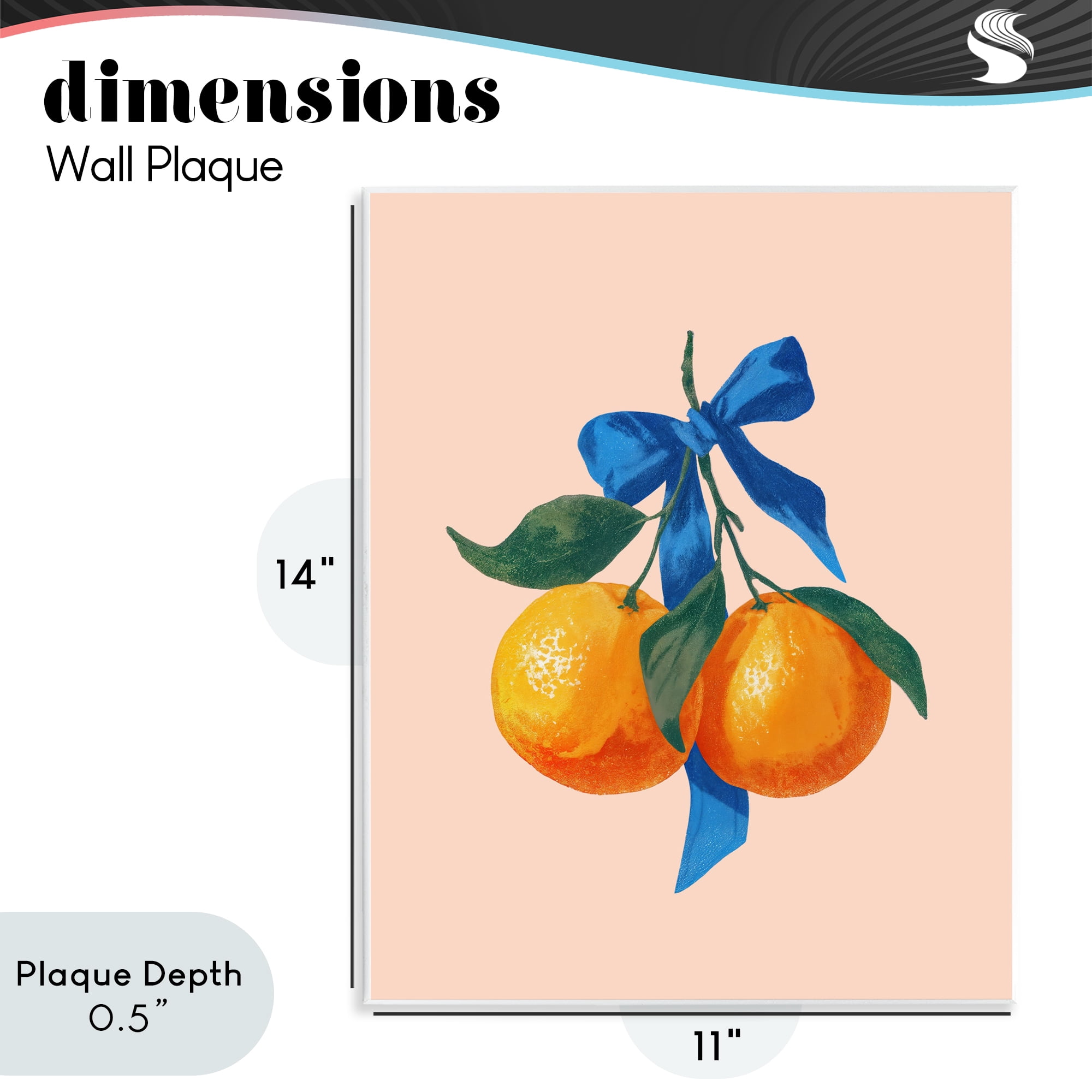 Stupell Industries Two Oranges with Blue Bow Wall Plaque Art, design by Imagine It Images
