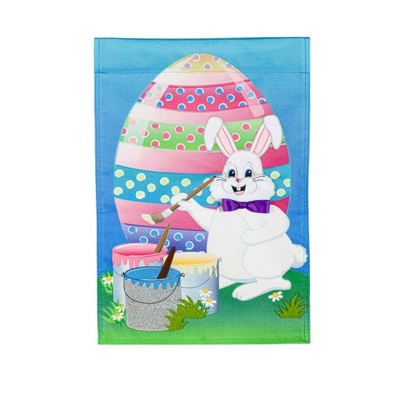 Bunny Painting Easter Egg Garden Burlap Flag