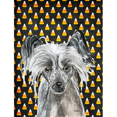 Caroline's Treasures Chinese Crested Halloween Candy Corn 2-Sided Garden Flag
