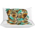 thumbnail image 3 of HAHDAXIA Leopard Print Sunflower Heart Bedding Solid Comforter Set for All Seasons,3 Pieces(1 Comforter+2 Pillowcases),Soft Microfiber Bedding Set Full(79"x90"), 3 of 7