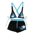 thumbnail image 3 of 2 Piece Y2k Halter Bikini Sets Vintage Y2k Floral Swimsuit Beach Sets (Black L), 3 of 5