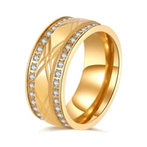 GYVAIN AAA CZ Yellow Gold Plated Titanium Steel Mens Ring Men Wedding Band Man Ring