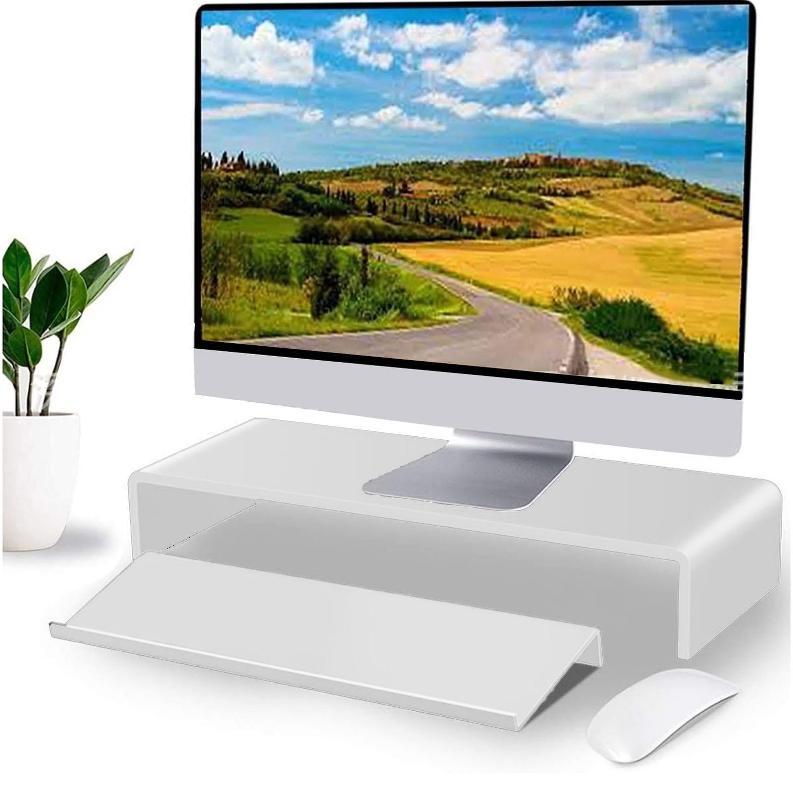 BIMZUC Acrylic Keyboard Riser – Low Front Lip, Polished Finish, Tilted Design for Comfortable Typing, Stable & Durable – Transparent Keyboard Stand for Home Office