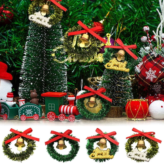 Juguete casa miniatura escena modelo adorno navideño, arbolito de Navidad decoración de interiores, modelo de cristalino, regalo para hogar, portátil fácil de transportar, estructura de madera con