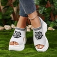 thumbnail image 2 of Rokment Vintage Flower Mesh Platform Wedge Walking Sandals for Women 2026 Summer Retro Comfortable Casual Elastic Knit Opent Toe Memory Foam Cushioned High Heels Dress Shoes White Size 8, 2 of 7