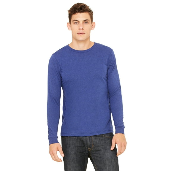 Bella   Canvas Men's Jersey Long Sleeve Tee , 3501CVC , Heather Navy , Medium
