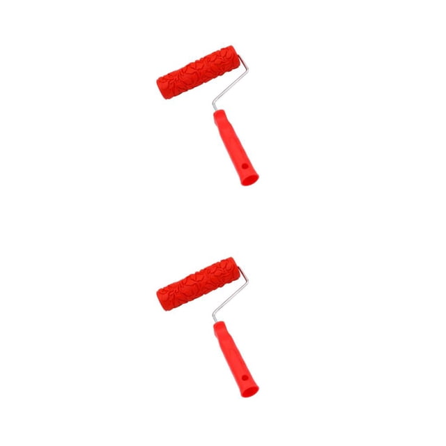 VONKY 1/2/3/5 7-Inch Assorted Embossed Pattern Painting Roller with Plastic Handle Red Type 7 2PCS