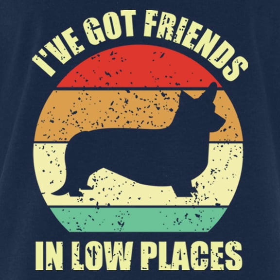 Shop4Ever Men's I've Got Friends in Low Places Corgi Funny Dog Graphic T-shirt XXX-Large Navy