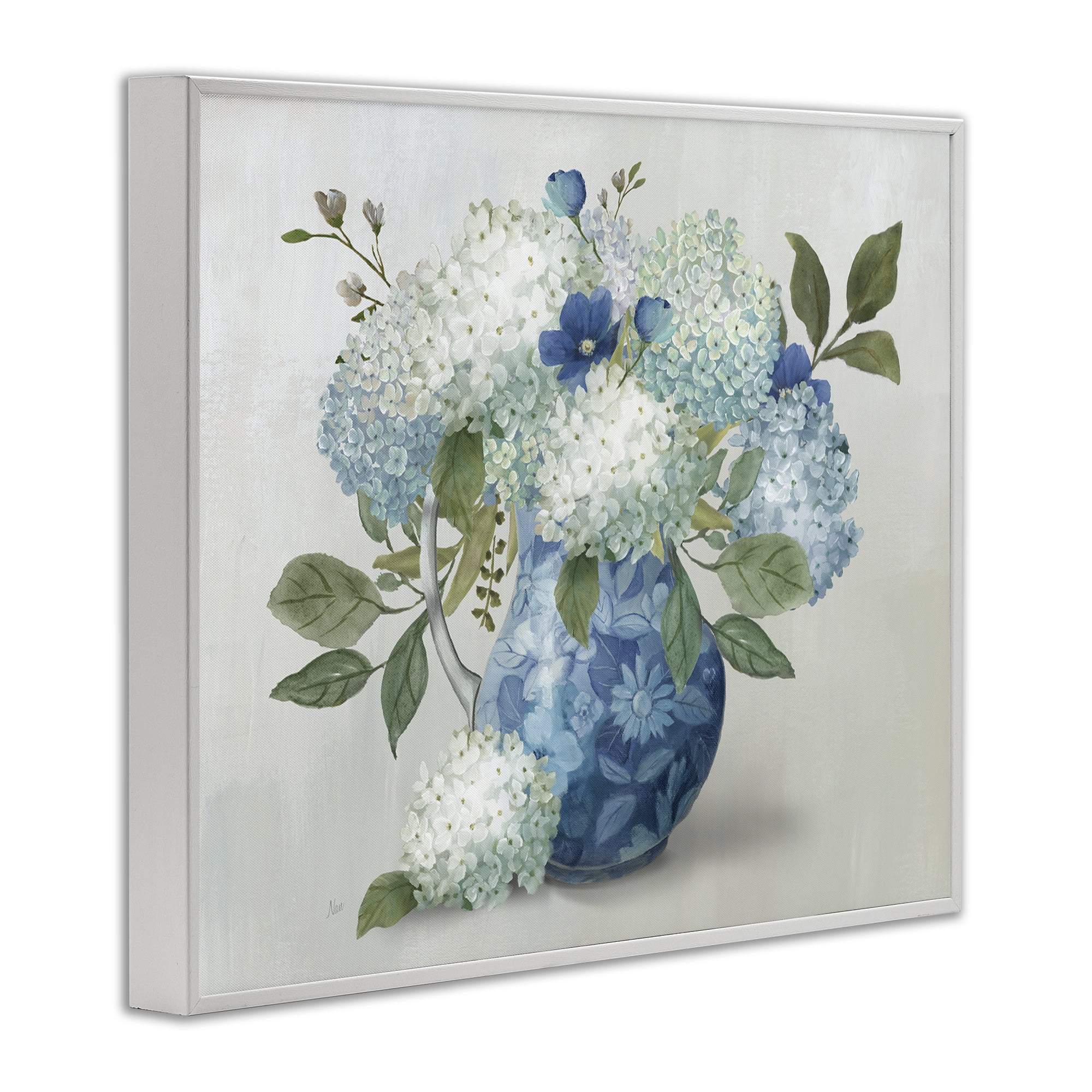 Stupell Industries Ornate Vase with Hydrangeas White Framed Giclee Art, design by Nan