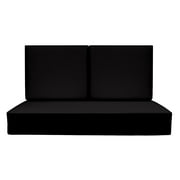 RSH Décor Indoor Outdoor Foam Deep Seating Loveseat Cushion Set, 46” x 26” x 5” Seat and 23” x 21” x 3” Back, Black