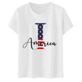 thumbnail image 1 of TSADFHJI Hauts pour Femmes Automne Été Simple Décontracté Col Rond Manches Courtes Couleur Unie T-Shirt Imprimé Jour de l'Indépendance (F g) m Rouge, 1 of 3