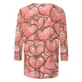 thumbnail image 4 of asdoklhq Plus Size Valentine Shirts for Women Printing Blouses 3/4 Sleeve Round Neck Pullover Fashionable Top Pink 4X, 4 of 5