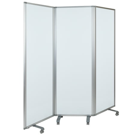 Flash Furniture Raisley Mobile Magnetic Whiteboard Partition with Lockable Casters 72 H x 24 W (3 sections included)