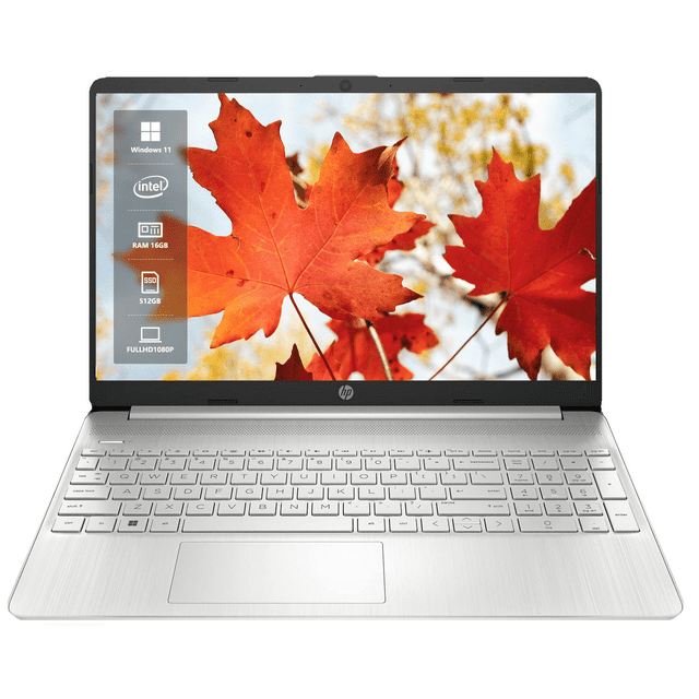 HP 15.6 Inch PC Laptop, Intel i5-1135G7 4-Core, 60Hz Full HD 1920x1080, Intel Iris Xe, 16GB RAM, 512GB m.2 SATA SSD, HDMI, Webcam, Bluetooth, Windows 11, 1 Year Warranty, Natural Silver