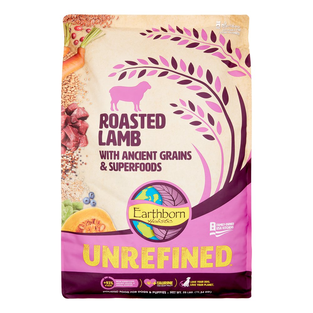 Earthborn Holistic Unrefined Lamb with Ancient Grains Dry Dog Food, 25