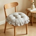 thumbnail image 5 of Boho Cotton Round Chair Cushions for Dining Chairs, Farmhouse Rustic Ruffled Chair Pads, Soft Comfortable Seat Stool Cushions for Kitchen Chairs Home Decor (Khaki,Diameter 15.8"), 5 of 6