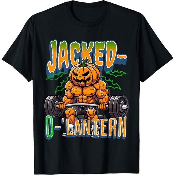 Jacked-O'-Lantern Halloween Fitness Pumpkin Gym Workout T-Shirt