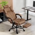 thumbnail image 1 of HOMCOM Office Chair, Pet-Friendly Fabric Reclining Desk Chair, Brown, 1 of 10