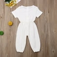 thumbnail image 3 of Diconna Infant Baby Romper Solid Color Short Sleeve Elastic Waist Jumpsuit, 3 of 5