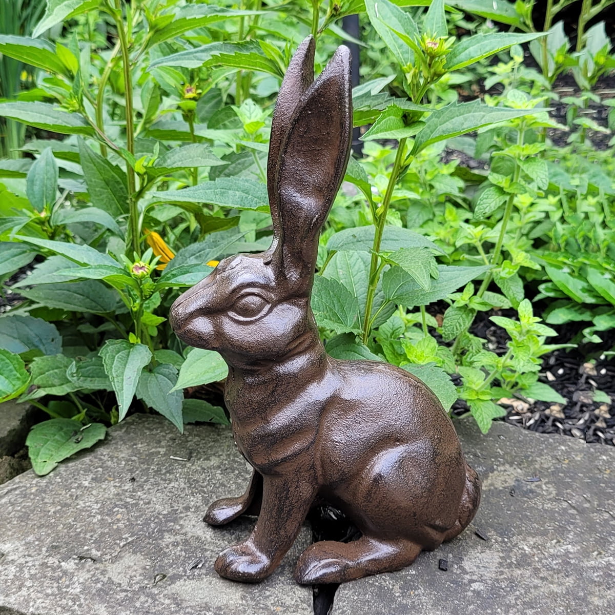 Metal Rabbit Door Stop Stopper Cast Iron Outdoor Patio Yard Art Garden Statue Rustic Home Decor