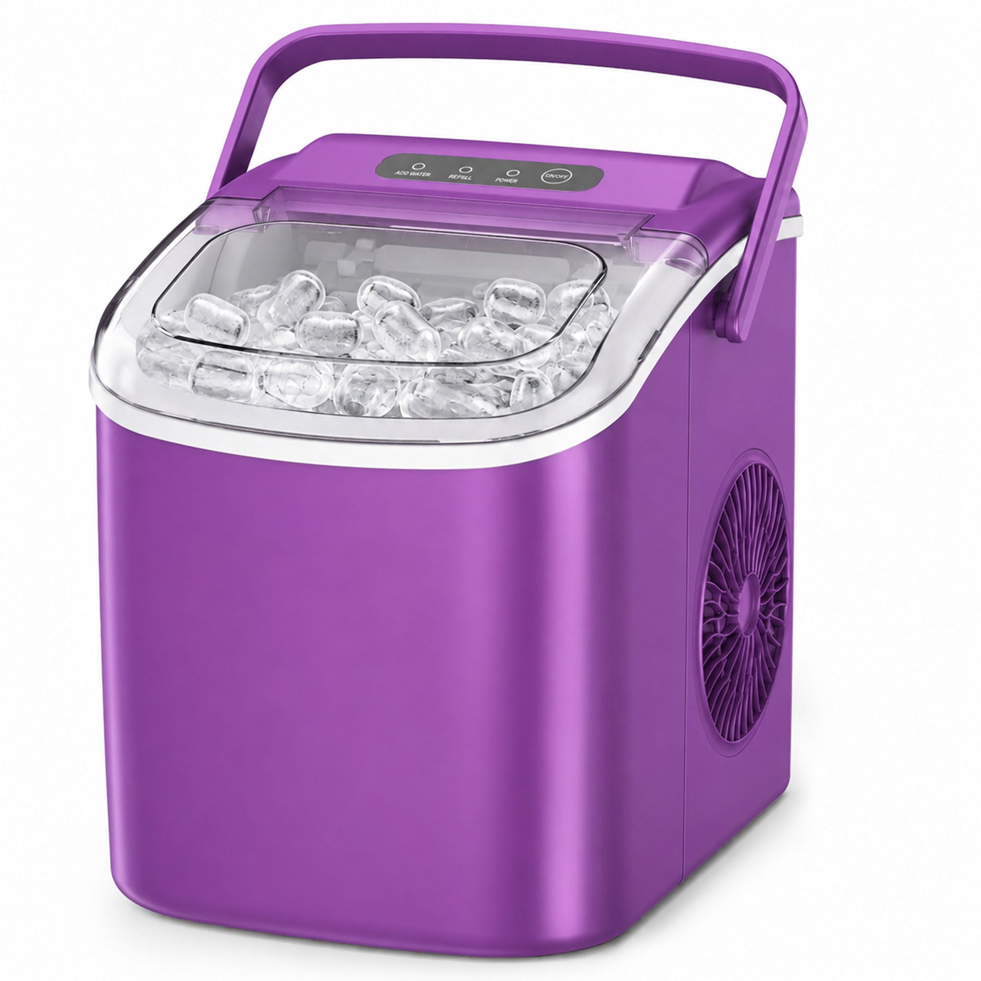 Simzlife Portable Ice Maker Countertop, 26 lbs/24H, 9 Bullet-Shaped Ice in 6 Min, Self-Cleaning Portable Ice Maker for Kitchen, Home, Office, RV, Purple