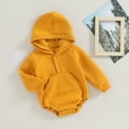 thumbnail image 3 of Okbabeha Newborn Baby Boy Outfits Warm Fleece Hoodie Romper Long Sleeve Bubble Sweatshirt Onesie Infant Fall Winter Clothes, 3 of 8