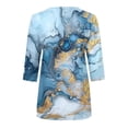 thumbnail image 4 of 3/4 Sleeve Blouses for Women Vintage Floral Print Shirt Quarter Zip Mock Neck Top Dressy Casual Summer Outfits Blusas Elegantes Para Mujer, 4 of 5