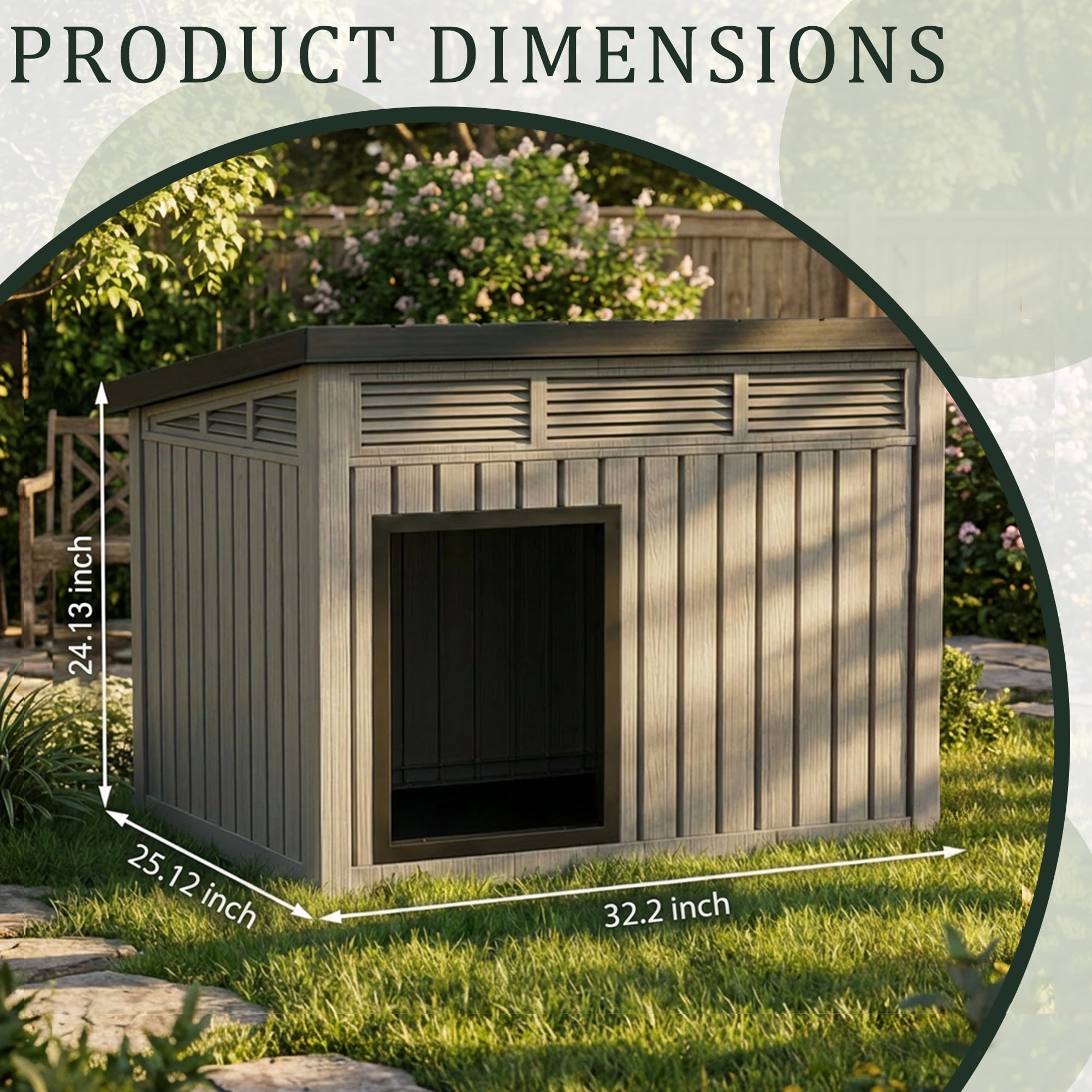 Joxxoaa Dog House for Both Indoor and Outdoor with Weatherproof Roof Removable Floors for Medium to Large Dogs Interior (Gray)