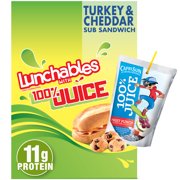 Lunchables Turkey & Cheddar Cheese Sub Sandwich Meal Kit with Capri Sun Fruit Punch 100% Juice Drink & Mini Chocolate Chip Cookies, 10.2 oz Box