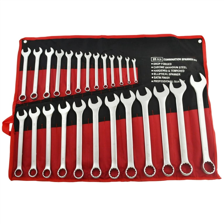 25pc Metric Combination Open And Ring Spanner Wrench Set 6mm - 32mm AN012