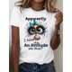 thumbnail image 1 of Playera estampada para mujer, divertida e inspiradora, novedosa, informal, de manga cortaWomen'S Polyester Cartoon Owl Graphic T-Shirt, Casual Crew Neck, Regular Length, Knit Fabric, with "Apparentl, 1 of 8