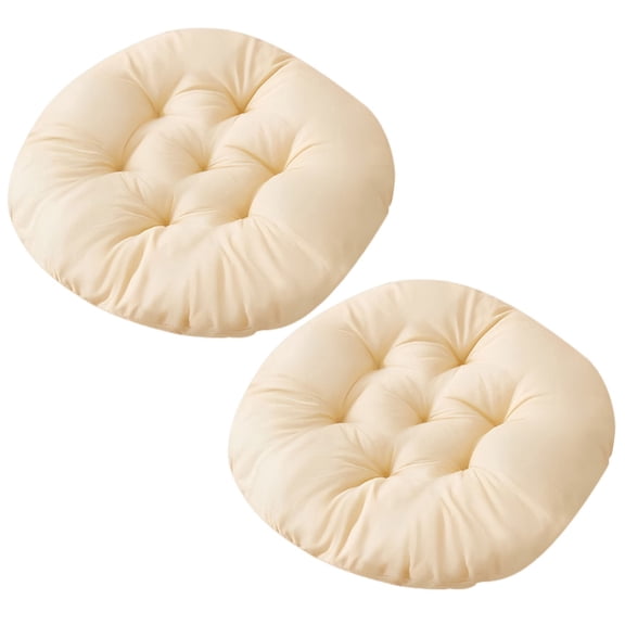 2 Pcs Round Seat Cushions, 15.75 x 15.75 x 2.36 in Thick Light Camel Tufted Chair Pads for Dining Room, Office, Patio, Polyester Floor Pillows, Universal Cushion Pad for Home Decor