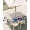 thumbnail image 3 of 60x84 Inch Outdoor Tablecloth with Umbrella Hole Zipper Rectangle Blue Purple Flowers Rectangular Tablecloths Outside Waterproof Spring Seasonal Botanical Florals Patio Table Cover for Picnic Party, 3 of 8