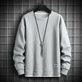 thumbnail image 2 of AWZXDE Men's Knit Pullover Sweatshirt, Breathable Textured Crewneck Long Sleeve Top, Lightweight Casual Fall Spring shirt Light Gray,XL, 2 of 3