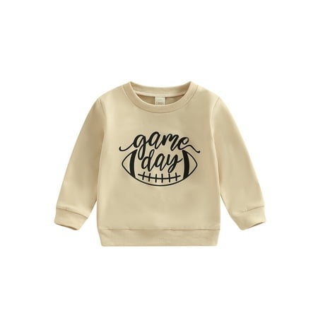 

Meihuida Toddler Baby Game Day Pullovers Long Sleeve Football Letter Print Sweatshirts