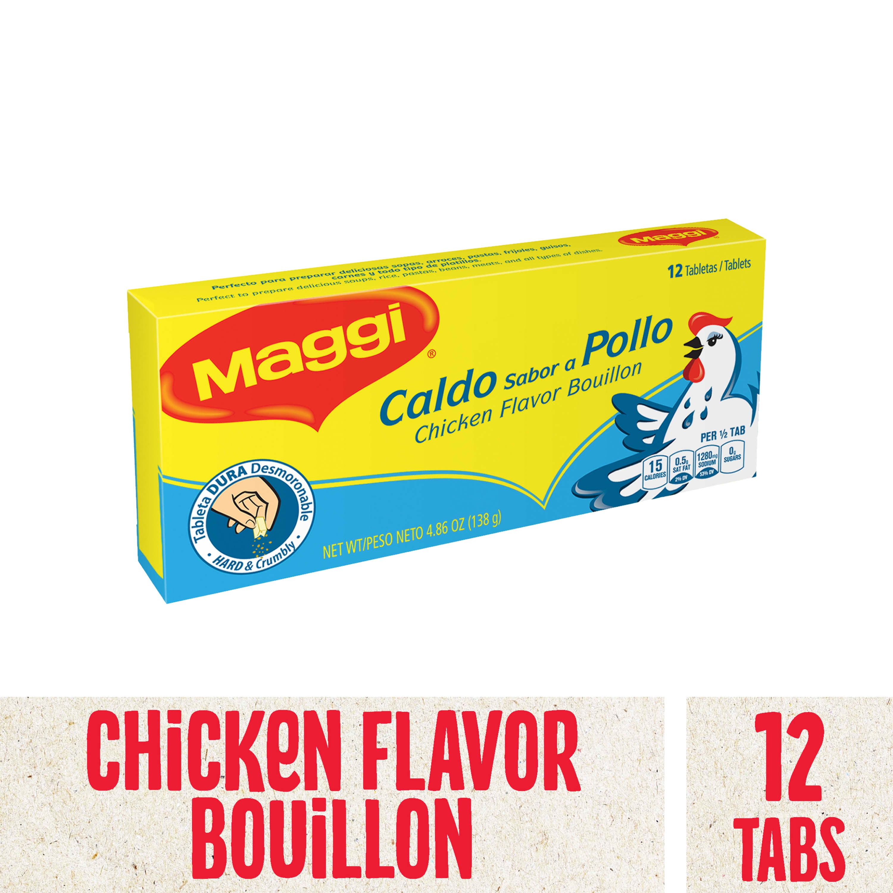 Maggi Chicken Flavor Bouillon Tablets, 4.86 oz, 12 Tablets
